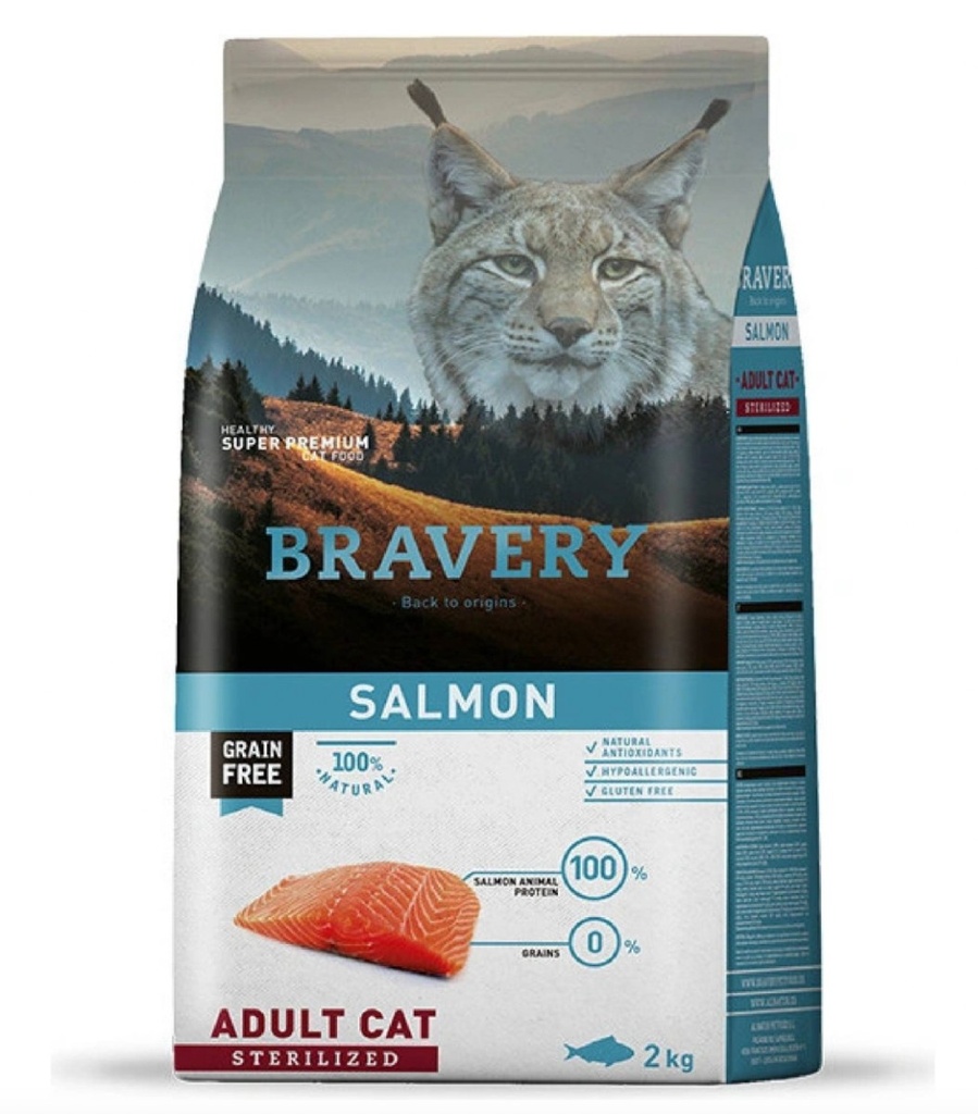 BRAVERY ADULTO GATO ESTERILIZADO SALMON 2 KG
