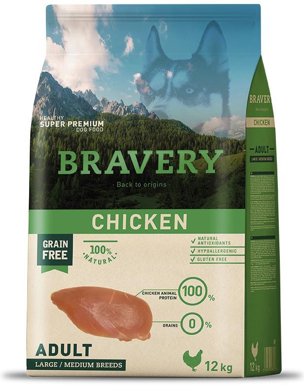 BRAVERY POLLO PERRO ADULTO GRANDE 12 KG