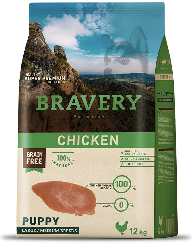[BRAVERY] BRAVERY CHICKEN PUPPY LARGE/MEDIUM BREEDS 12 KG
