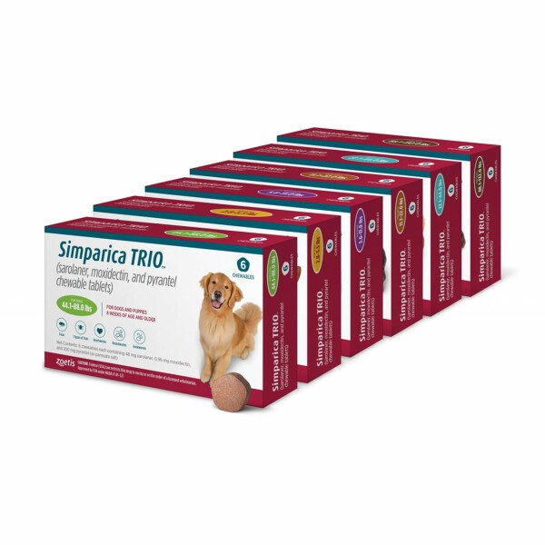 Simparica Trio Chewable Tablets for Dogs Pack of 3 48mg (20-40kg)