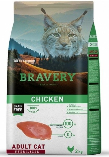 BRAVERY POLLO ADULTO GATO ESTERILIZADO 2 KG